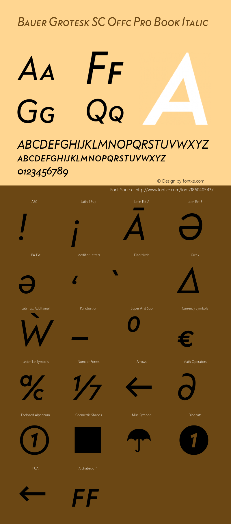 Bauer Grotesk SC Offc Pro Book Italic Version 7.504; 2014; Build 1020图片样张