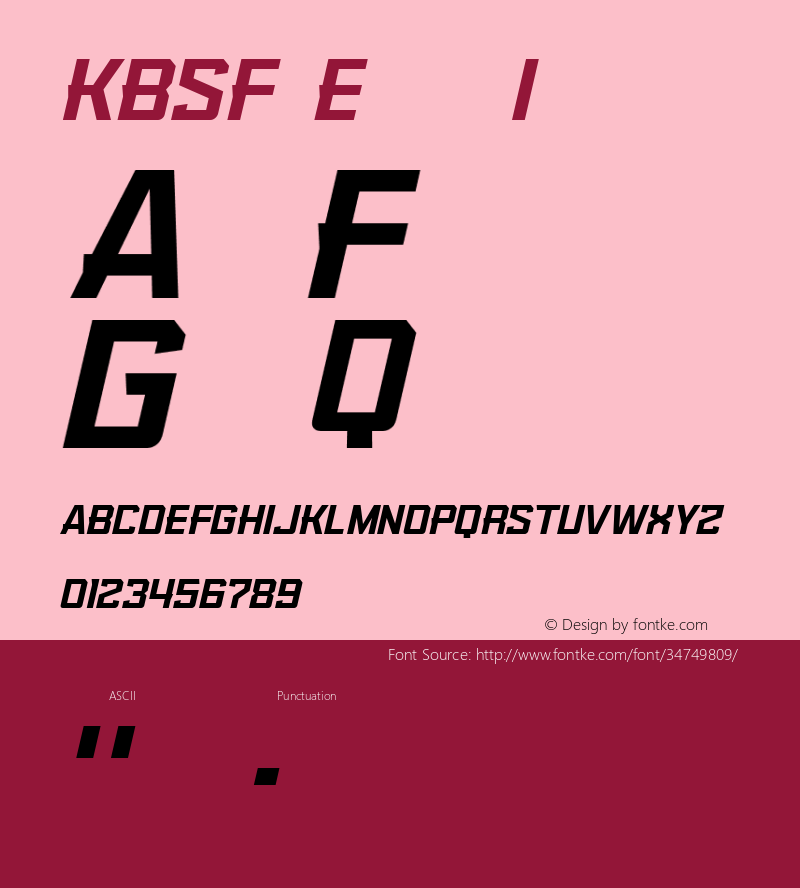 KBSF Edge Italic Version 1.00 2014 Font Sample