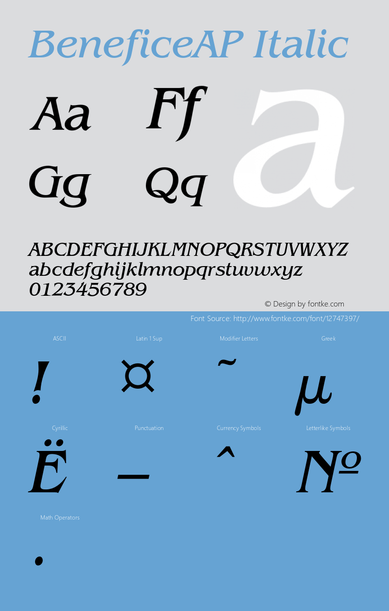 BeneficeAP Italic OTF 1.0;PS 001.000;Core 116;AOCW 1.0 161 Font Sample