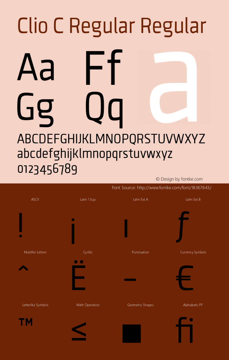 Clio C Regular Regular Version 1.000 2012 initial release Font Sample