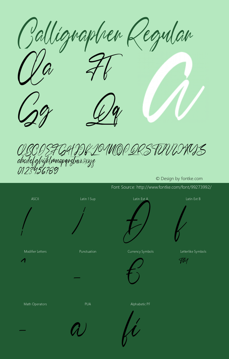 Calligrapher 1.000 Font Sample