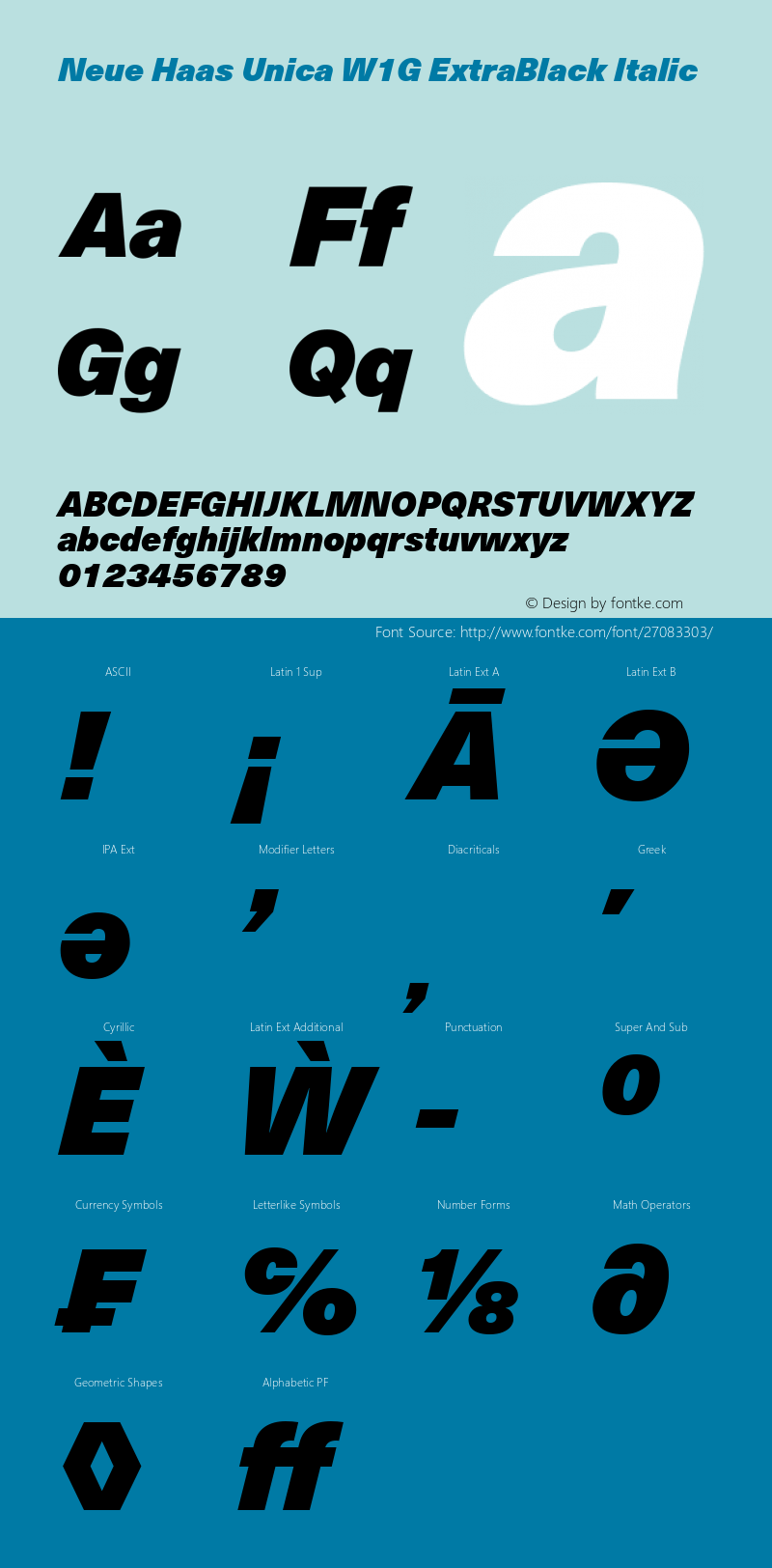 Neue Haas Unica W1G XBlack It Version 1.00 Font Sample