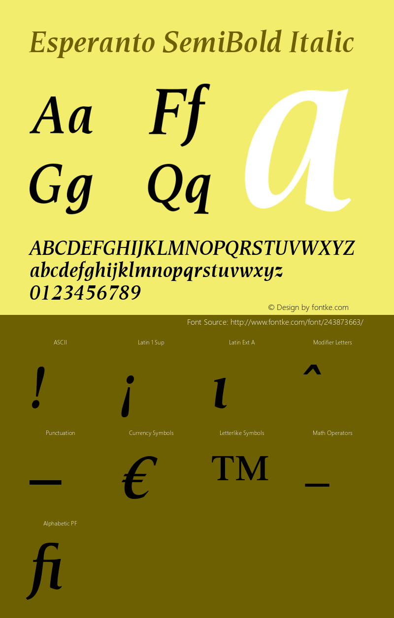 Esperanto SemiBold Italic Version 1.00图片样张