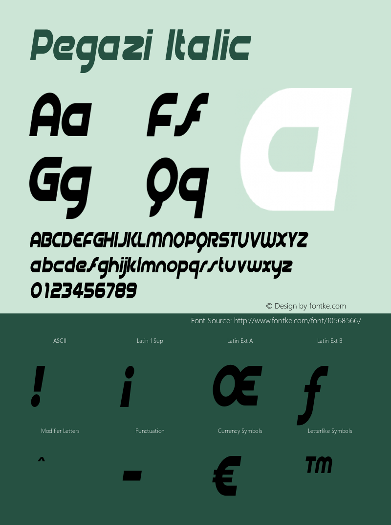 Pegazi Italic Version 1.000 Font Sample