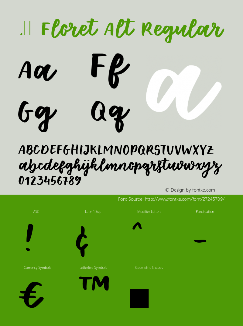 . Floret Alt Regular Version 1.000 2018 initial release Font Sample