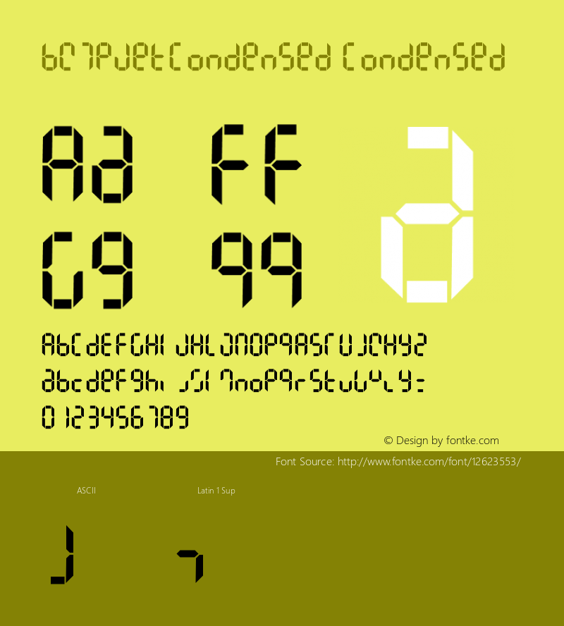 BW7pJetCondensed Condensed Version 001.000 Font Sample