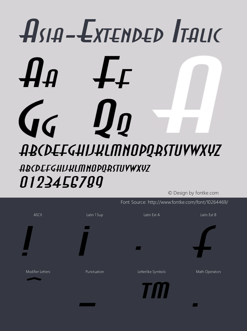 Asia-Extended Italic 1.0/1995: 2.0/2001 Font Sample