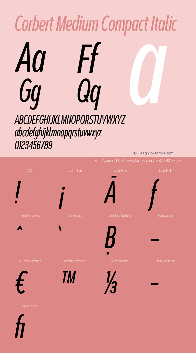 Corbert Medium Compact Italic Version 002.001 March 2020图片样张