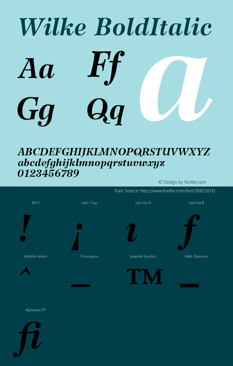 Wilke BoldItalic Version 001.000 Font Sample