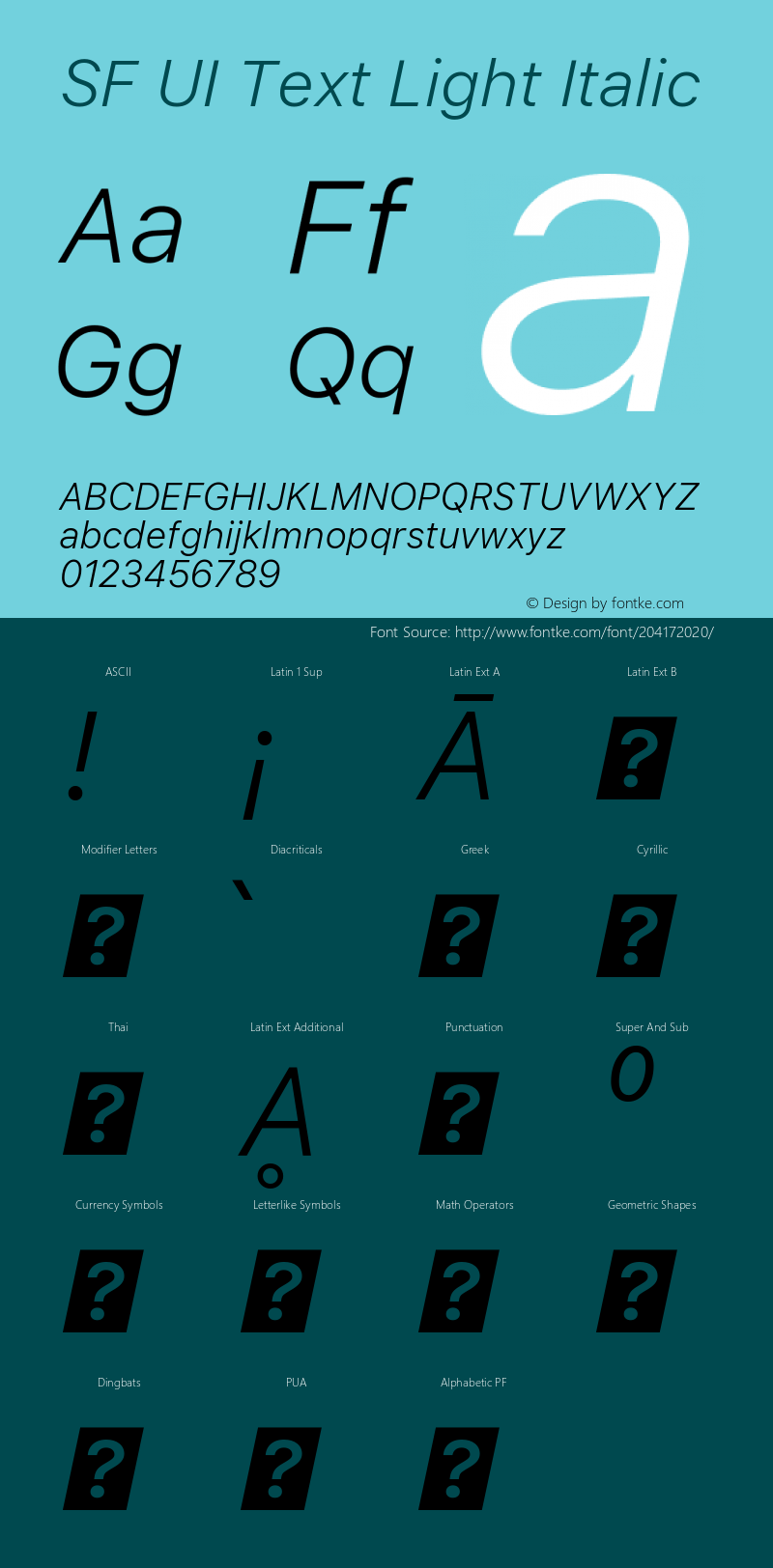 SF UI Text Light Italic 11.0d45e1--BETA图片样张