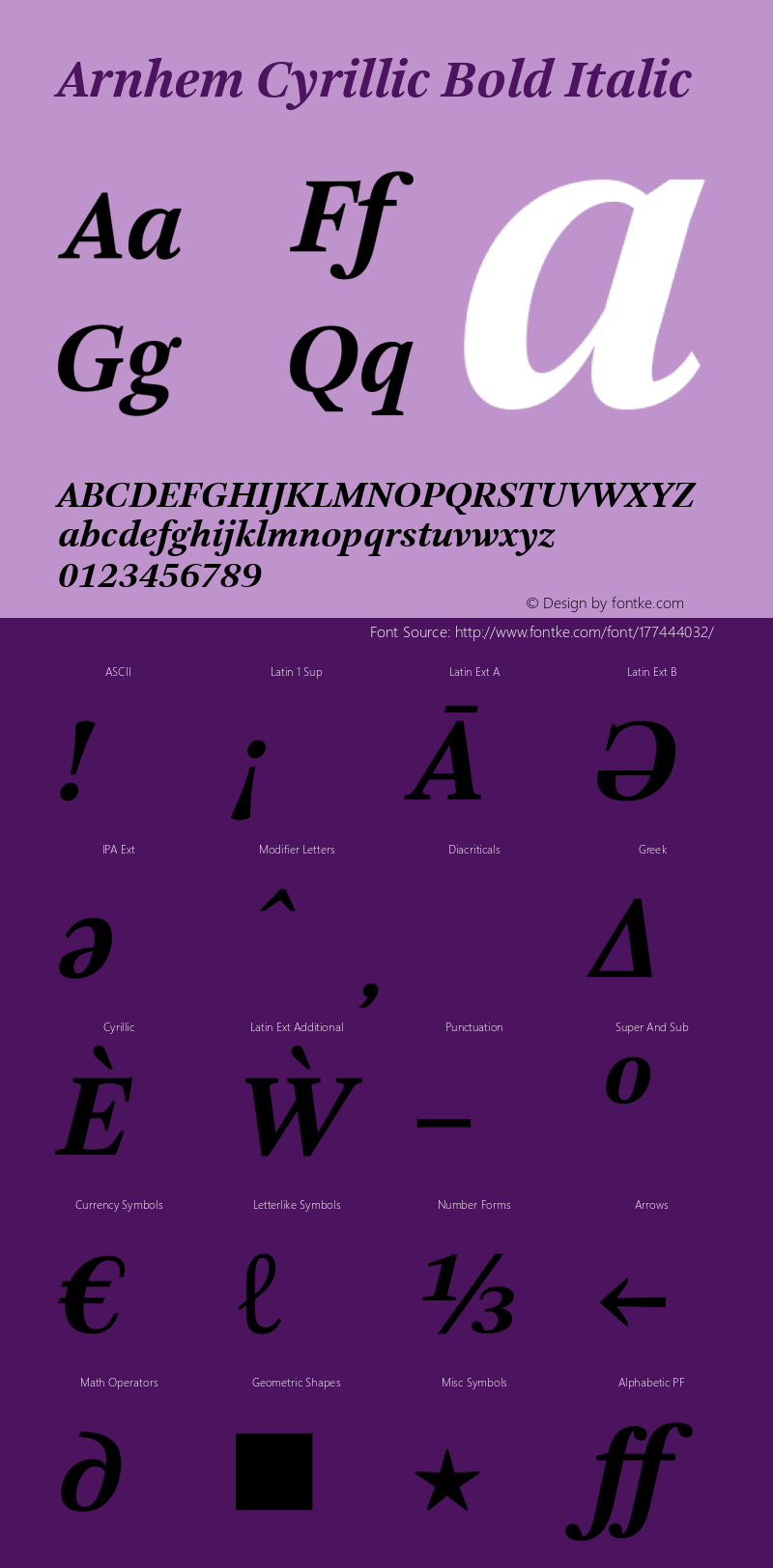Arnhem Cyrillic Bold Italic Version 1.001 | web-TT图片样张