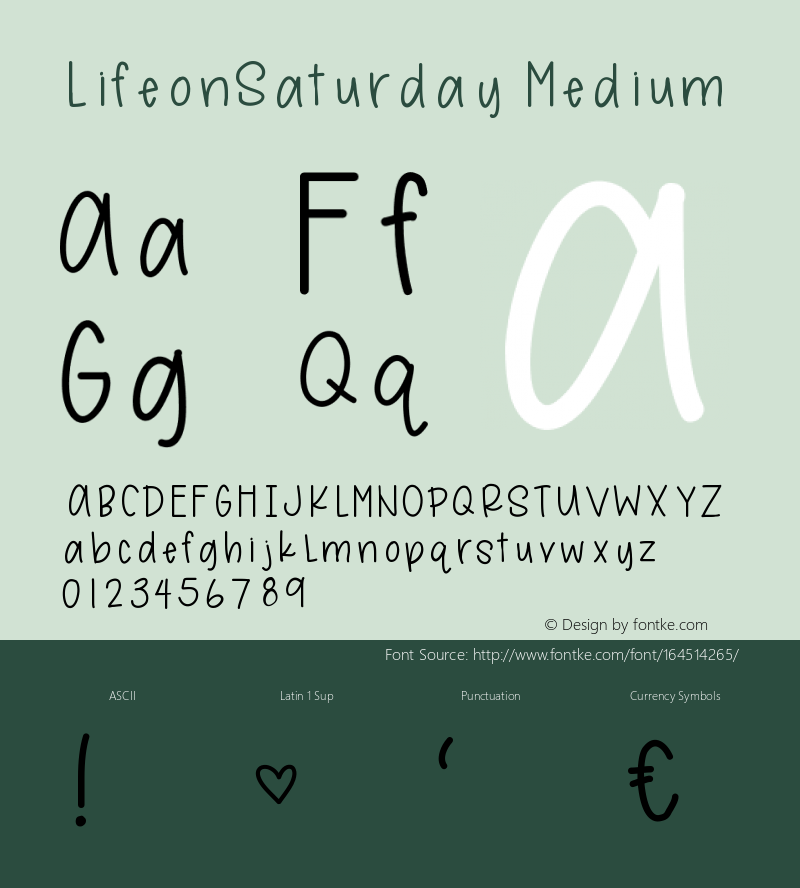 LifeonSaturday Version 001.000 Font Sample