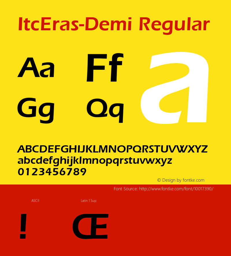 ItcEras-Demi Regular Altsys Metamorphosis:7/5/91 Font Sample