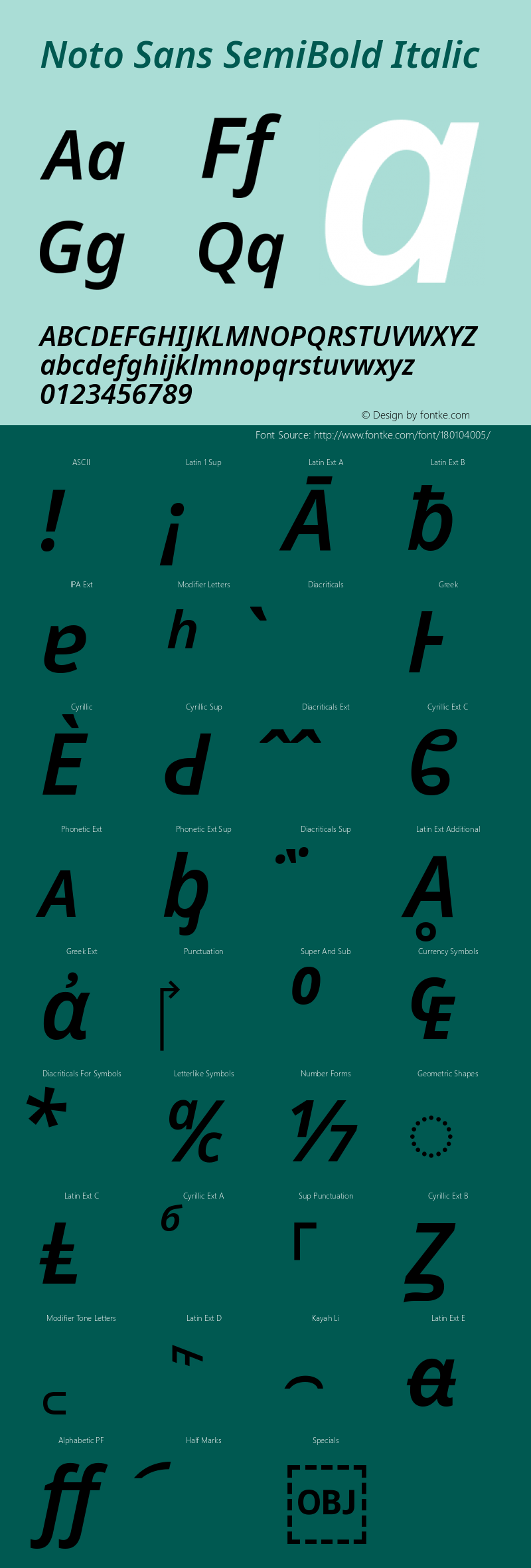 Noto Sans SemiBold Italic Version 2.003图片样张
