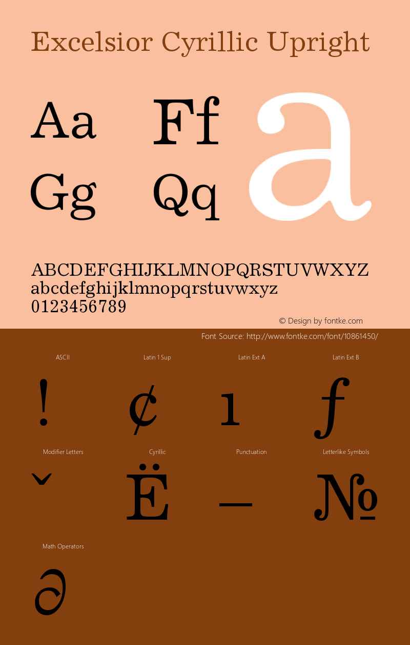 Excelsior Cyrillic Upright Version 001.000 Font Sample