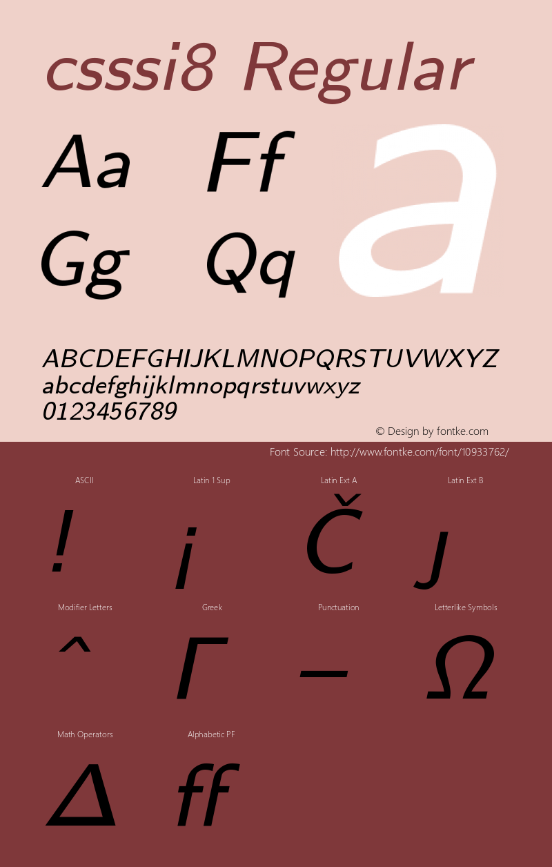 csssi8 Regular Version 1.1/12-Nov-94 Font Sample