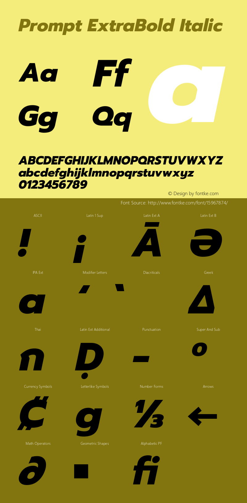 Prompt ExtraBold Italic Version 1.000 Font Sample