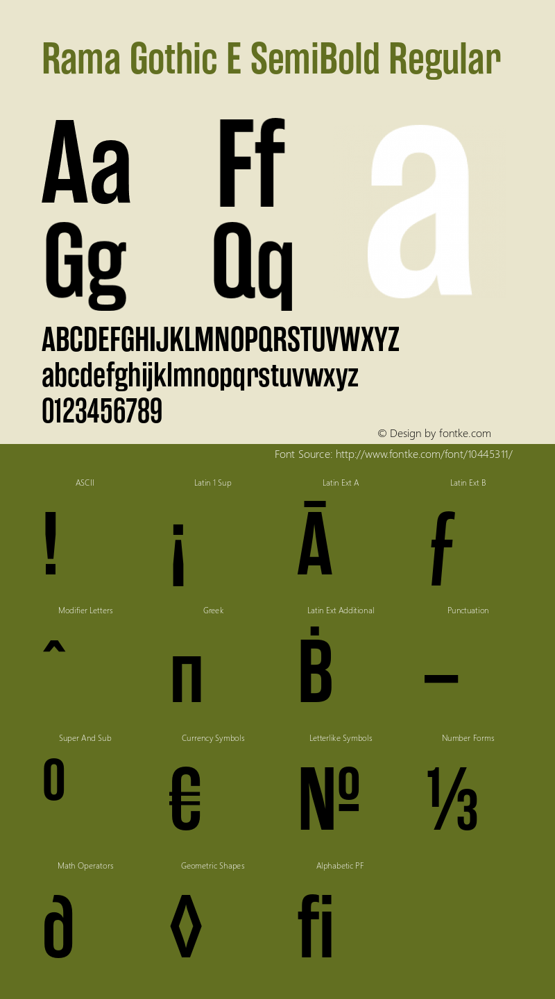 Rama Gothic E SemiBold Regular Version 1.000 Font Sample