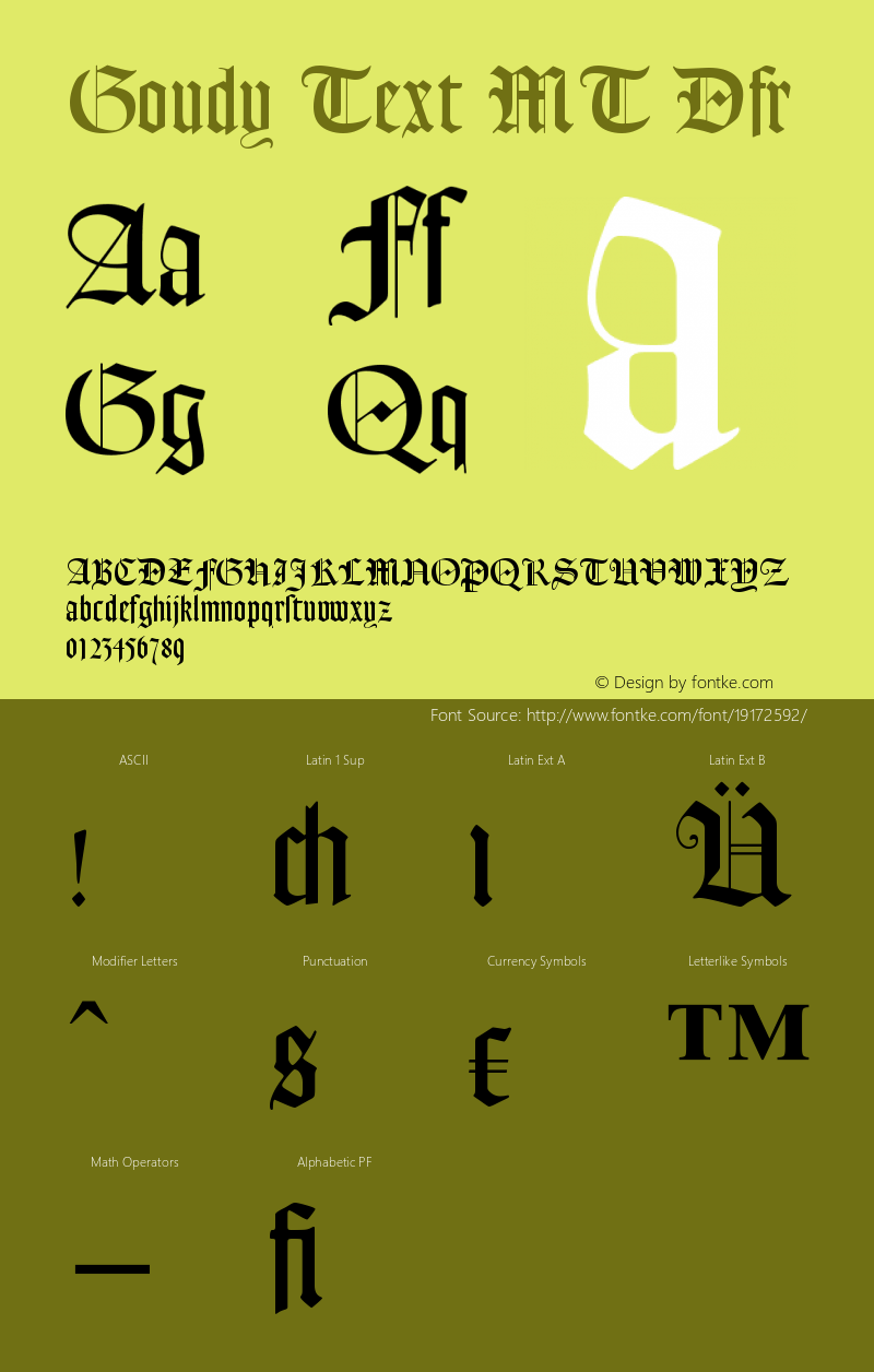 Goudy Text MT Dfr Version 001.002 Font Sample