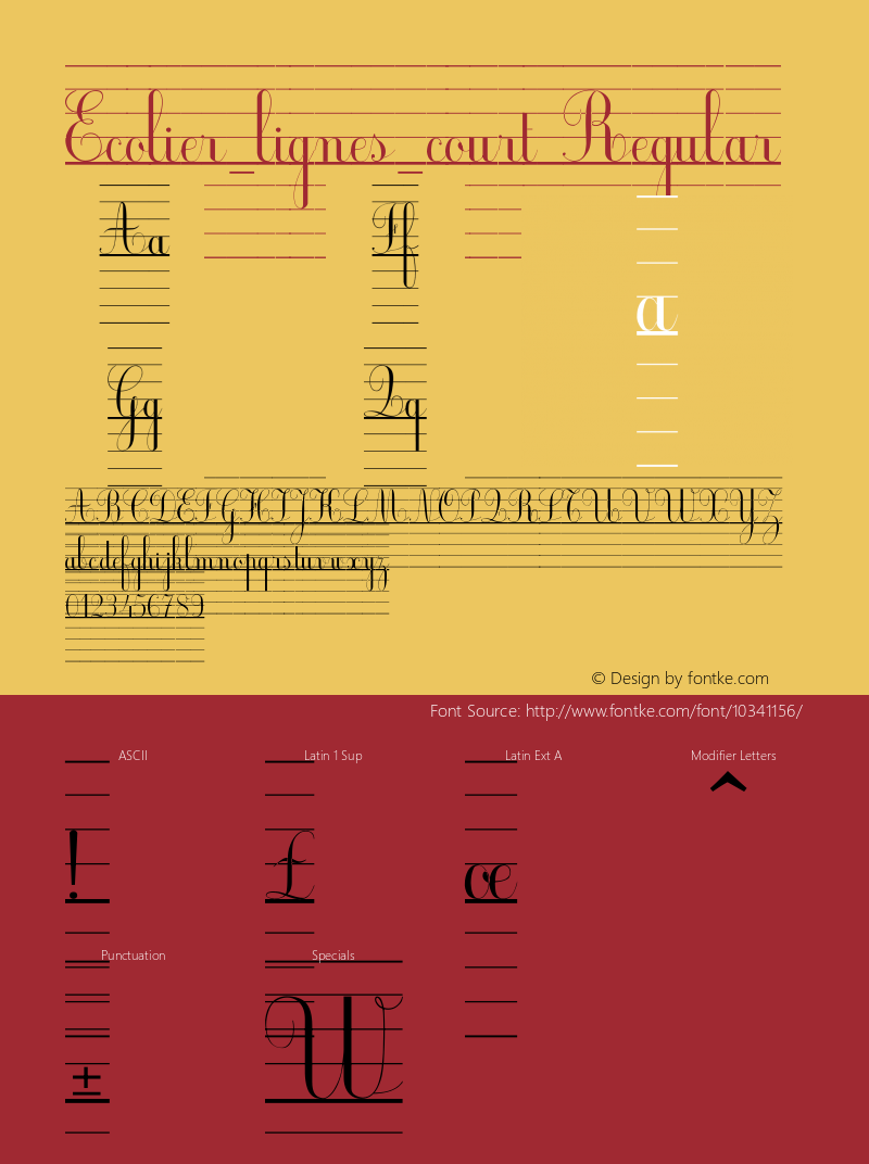 Ecolier_lignes_court Regular Version 1.00 Font Sample