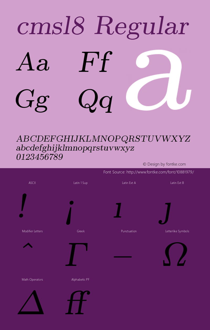 cmsl8 Regular Version 1.1/12-Nov-94 Font Sample