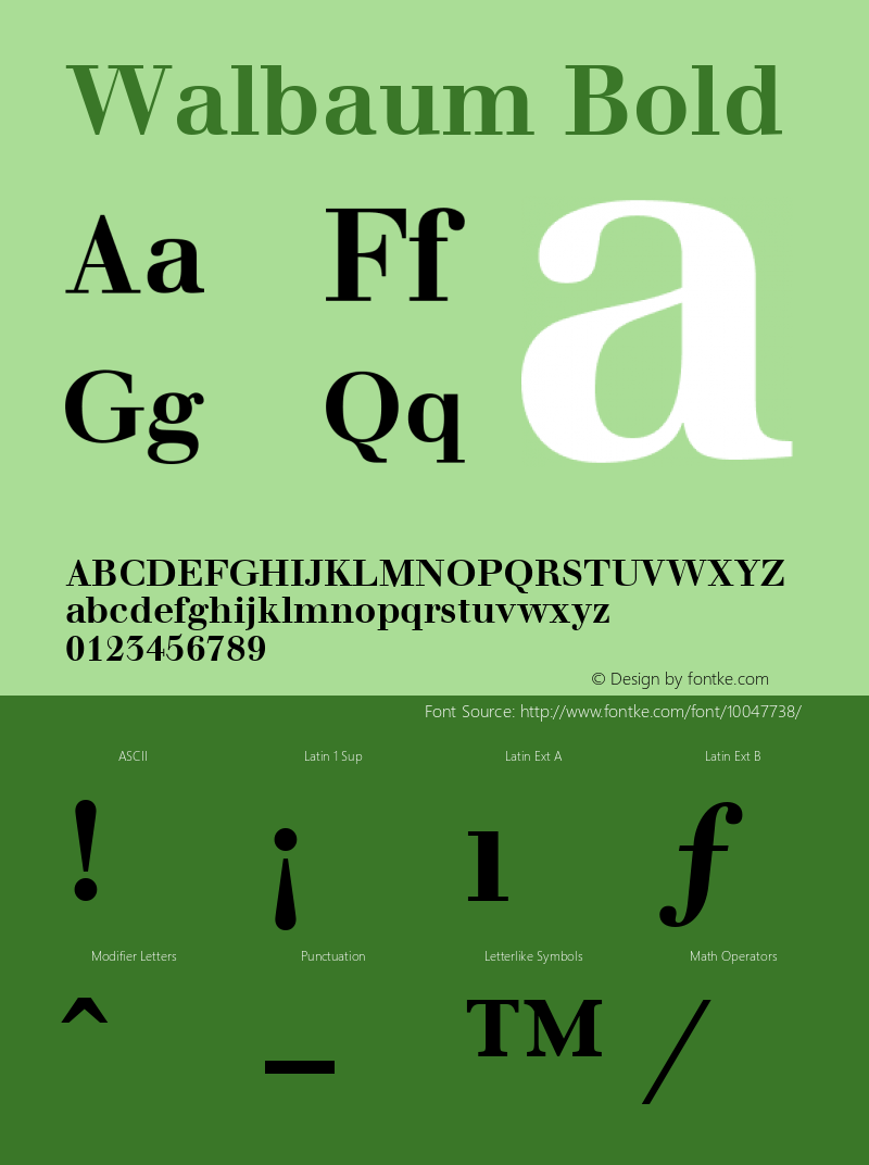 Walbaum Bold Altsys Fontographer 4.0.2 97.5.26 Font Sample