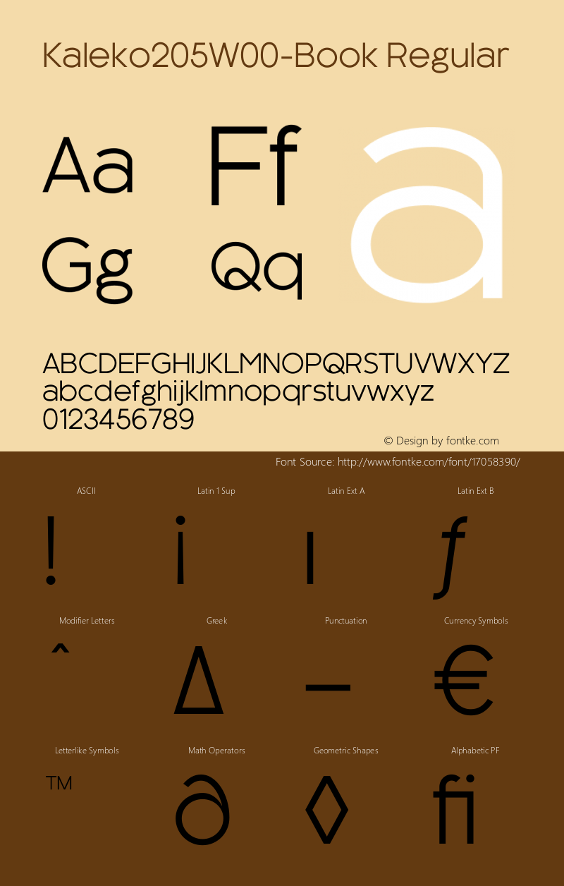 Kaleko205W00-Book Regular Version 1.00 Font Sample