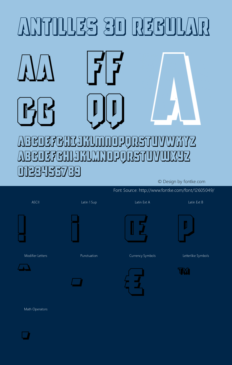 Antilles 3D Regular Version 2.0; 2015 Font Sample