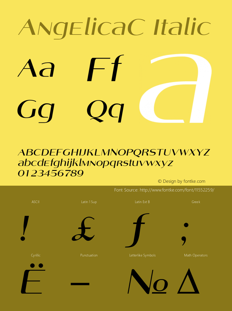AngelicaC Italic Version 001.000 Font Sample