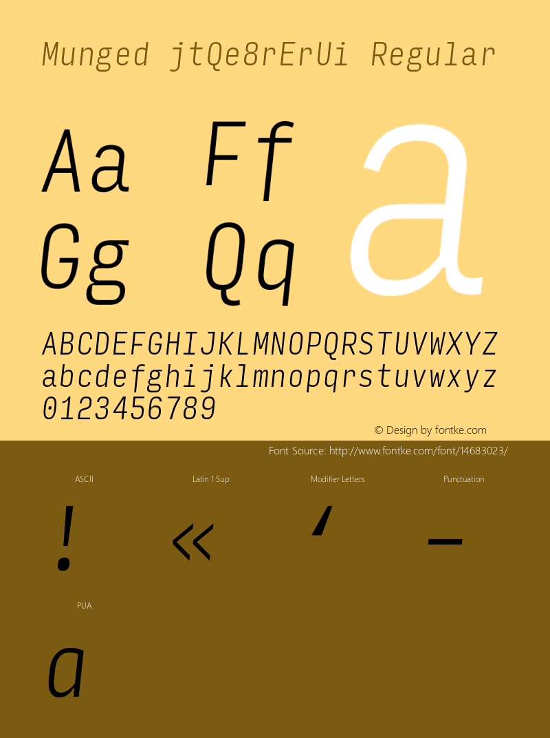 Munged-jtQe8rErUi Regular Version 1.4 Font Sample