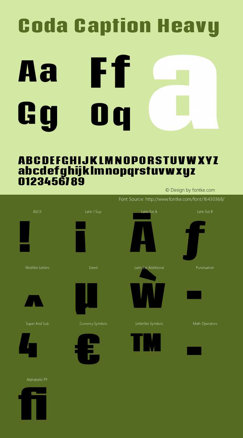 Coda Caption Heavy Version 1.001 Font Sample