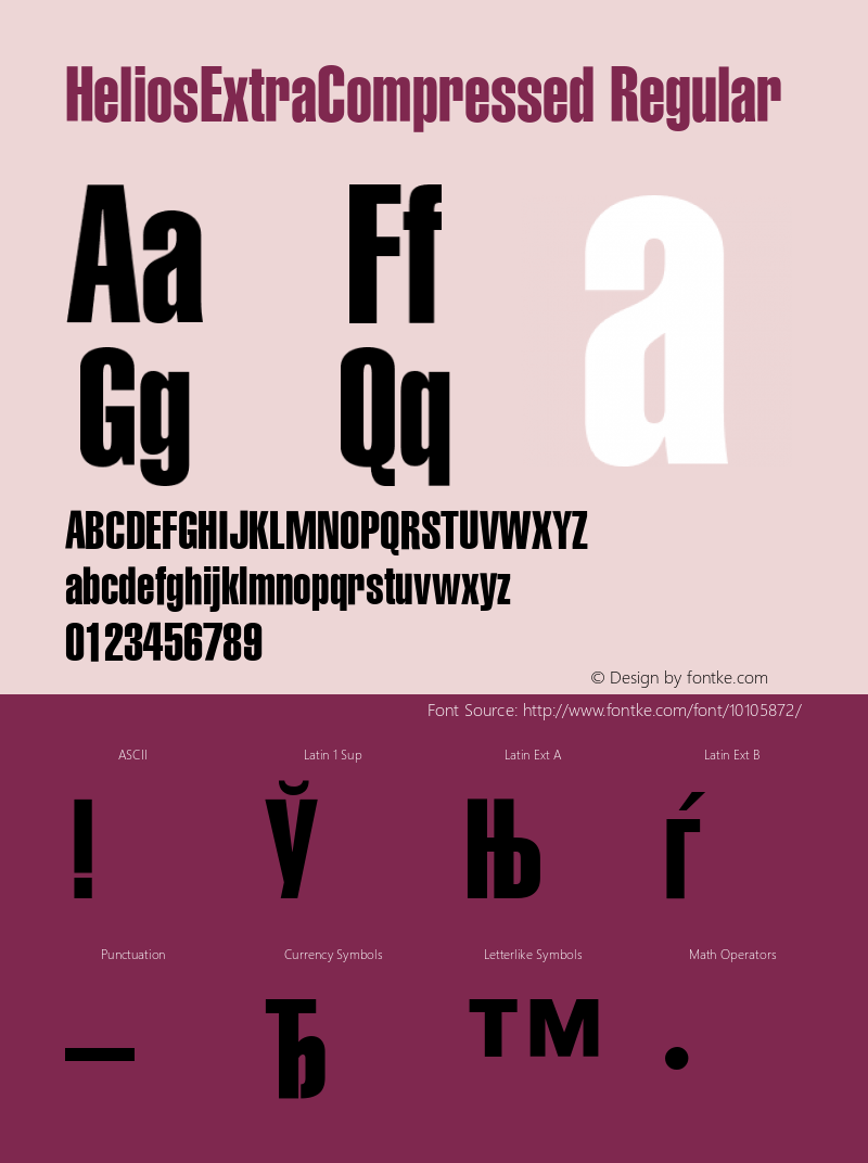 HeliosExtraCompressed Regular 004.001 Font Sample