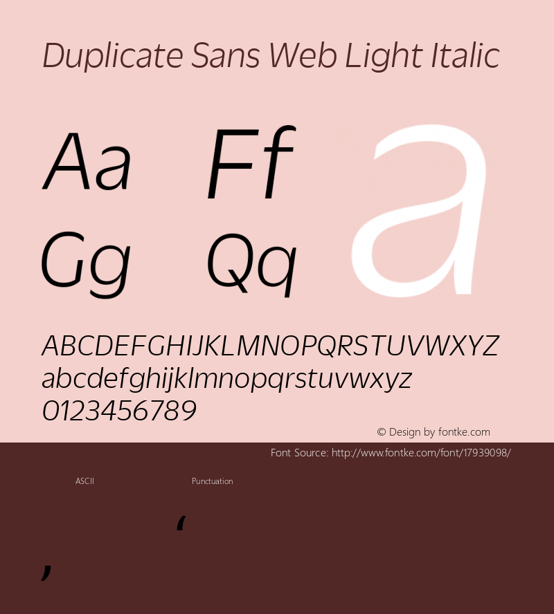 Duplicate Sans Web Light Italic Version 1.1 2013 Font Sample