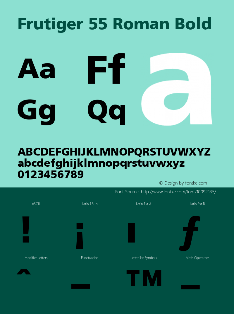 Frutiger 55 Roman Bold Converter: Windows Type 1 Installer V1.0d.￿Font: V1.2 Font Sample