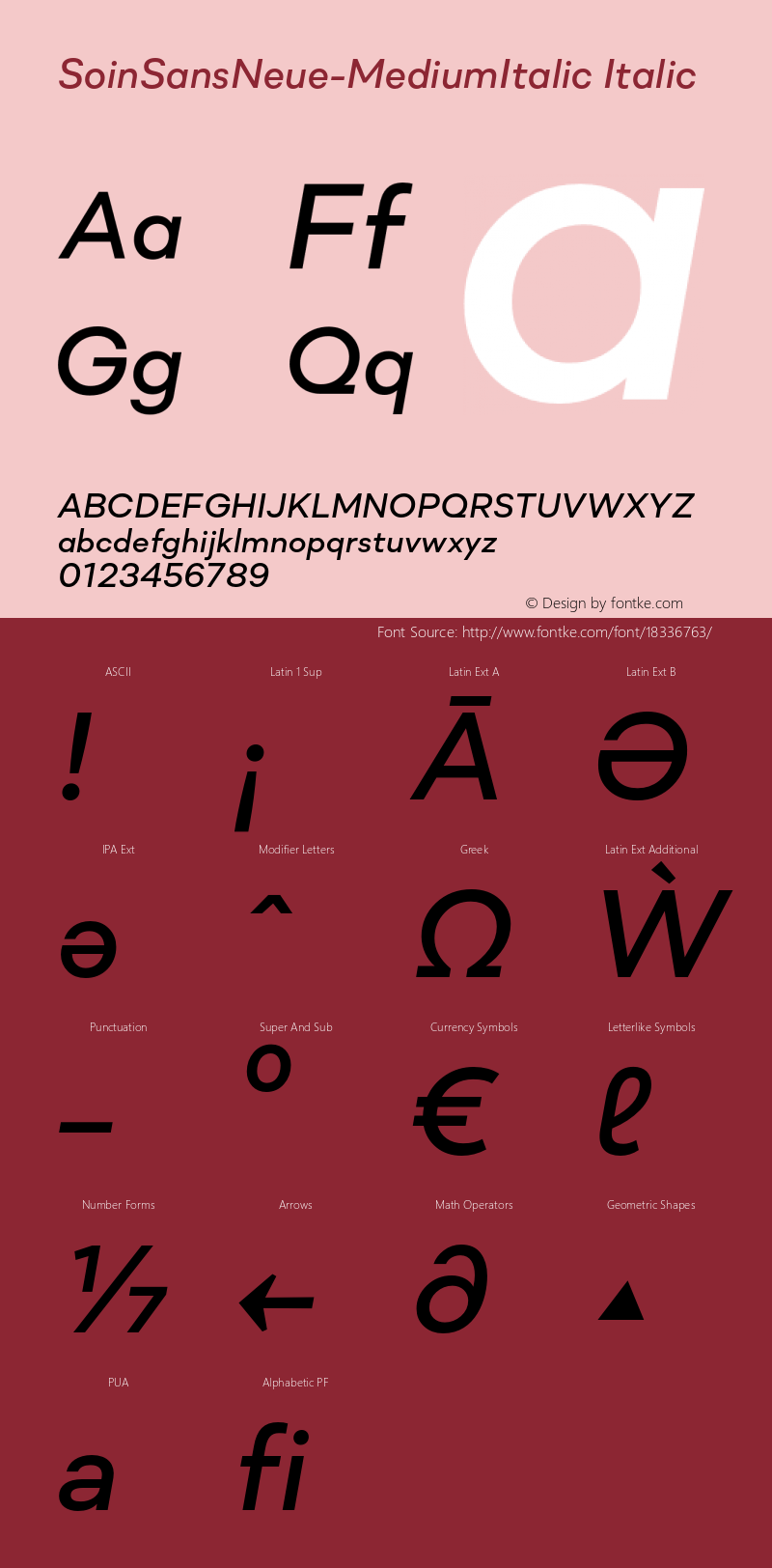 SoinSansNeue-MediumItalic Italic Version 5.009 Font Sample