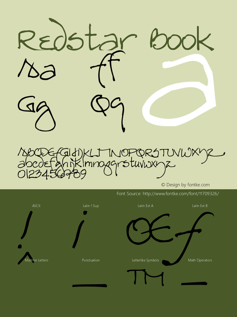 Redstar Book Version Macromedia Fontograp Font Sample