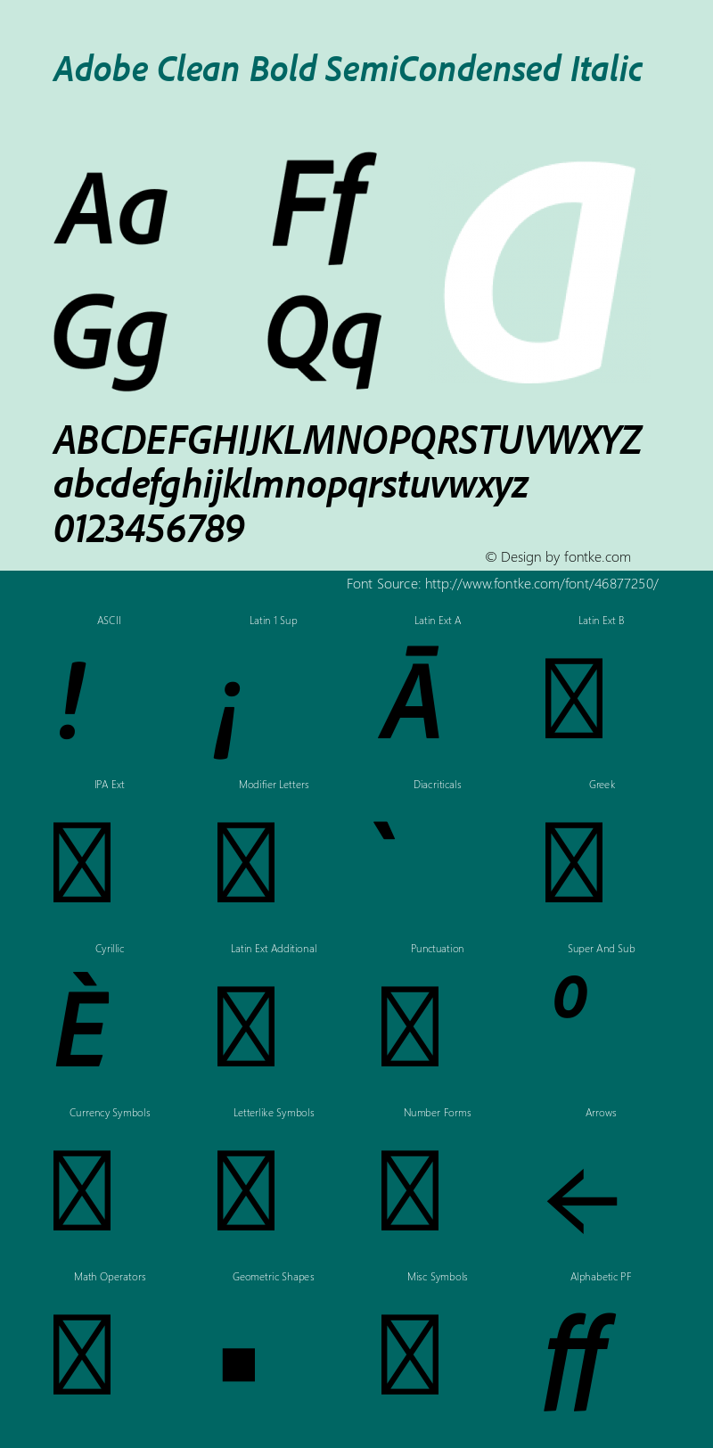 Adobe Clean SemiCondensed Bold Italic Version 5.215;PS Version 2.000;hotconv 1.0.73;makeotf.lib2.5.5900 Font Sample