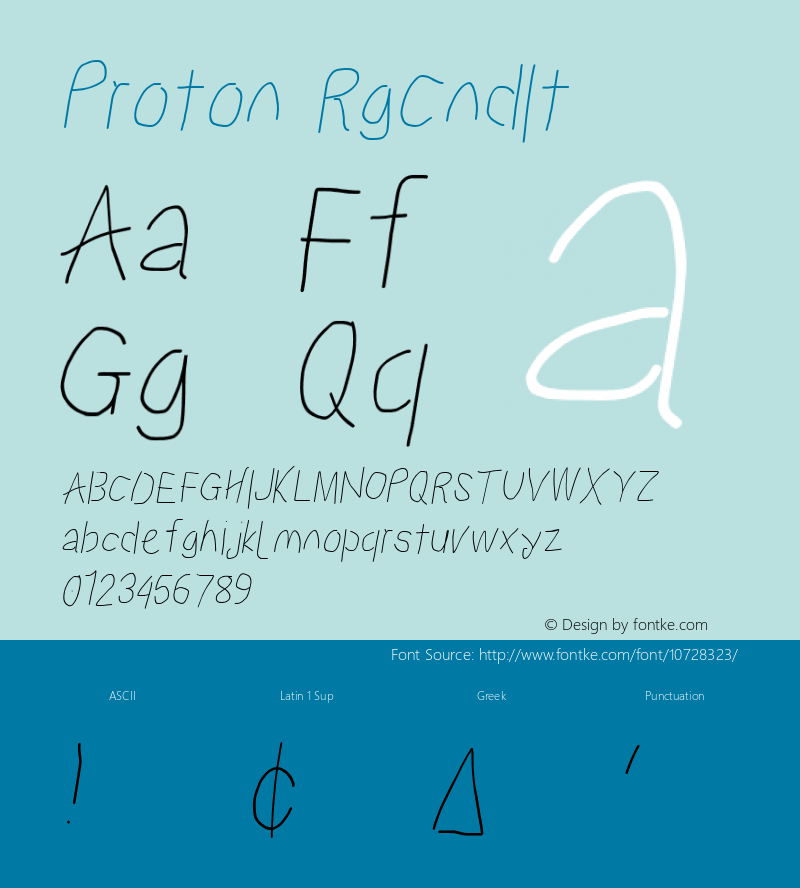 Proton RgCndIt Version 1.017 Font Sample