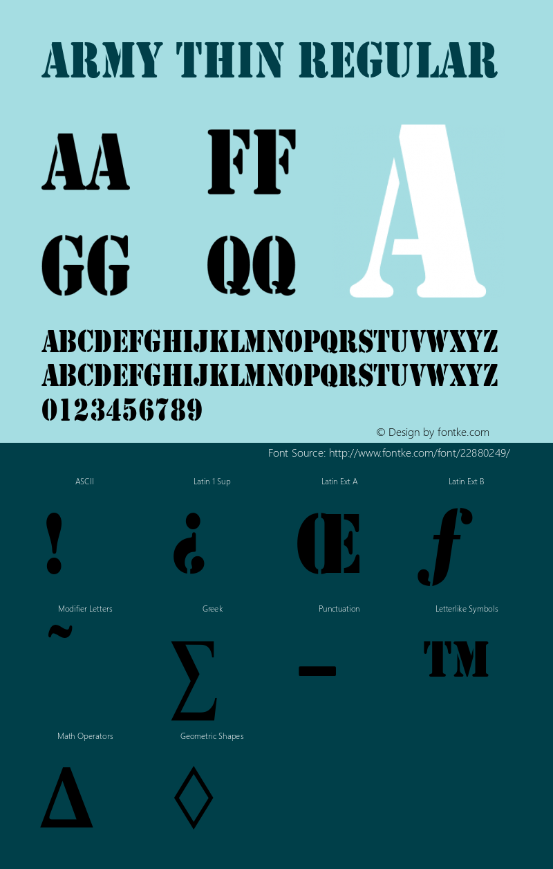 Army Thin Converted from C:\ALLTYPE\ARMY1602.TF1 by ALLTYPE Font Sample