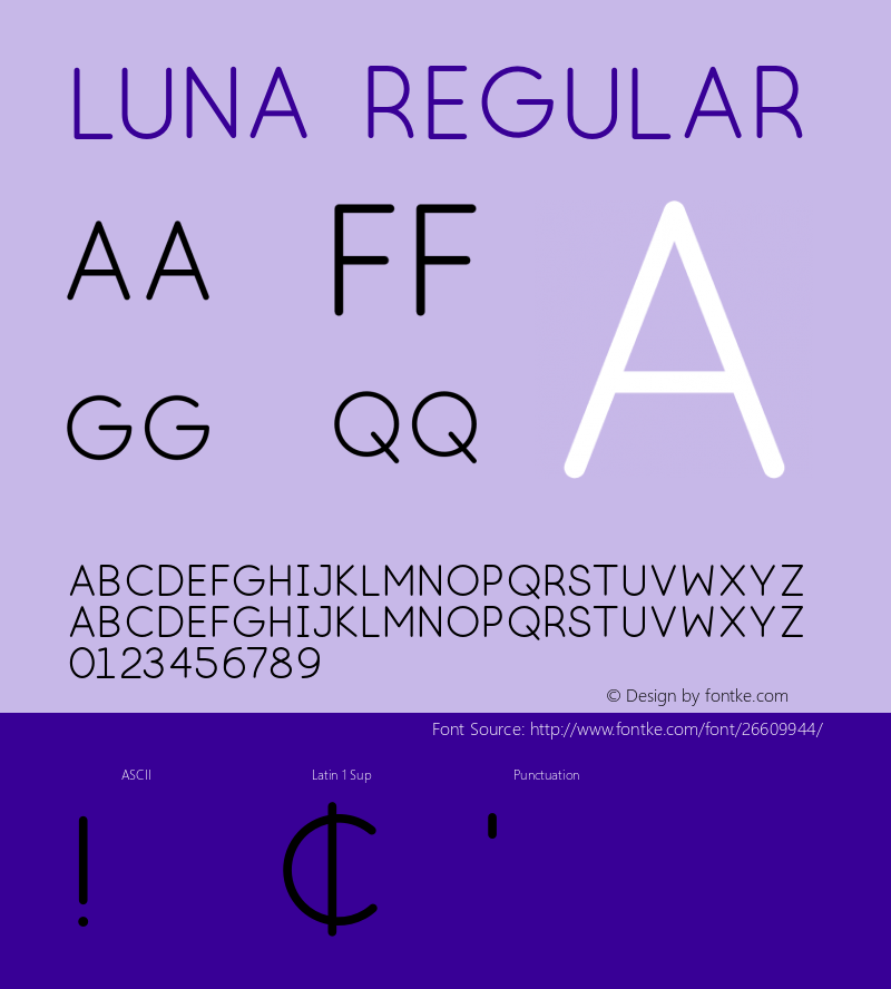 Luna Regular Version 01.00 Font Sample