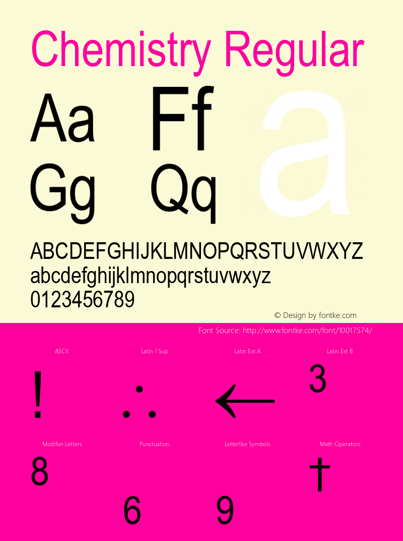 Chemistry Regular Release 05.07.93 Font Sample