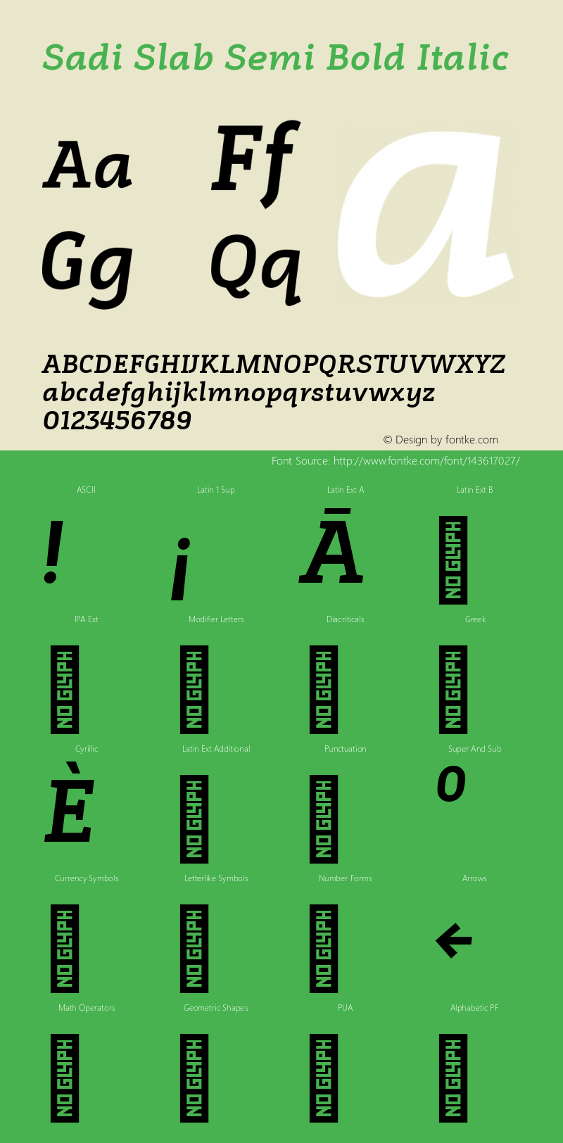 Sadi Slab Semi Bold Italic 1.000 Font Sample