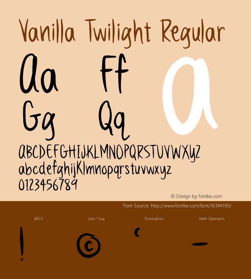 Vanilla Twilight Regular Version 1.000 Font Sample