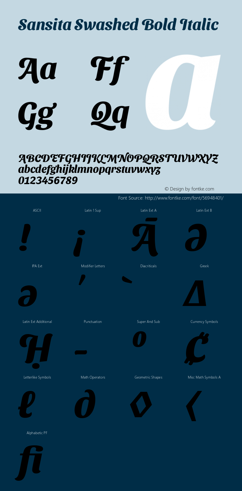 Sansita Swashed Bold Italic Version 1.000 Font Sample