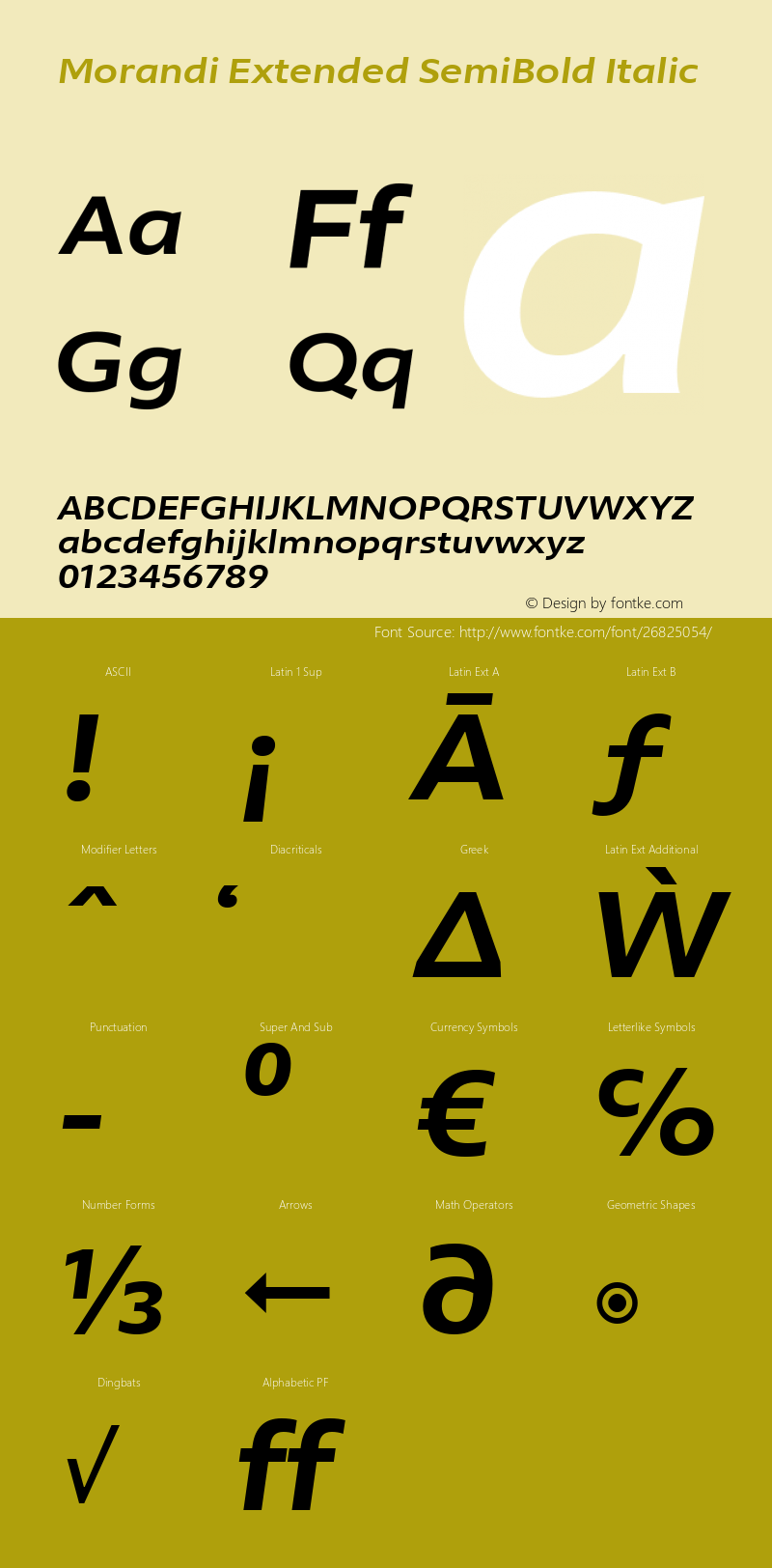Morandi Ext SemiBold Italic Version 1.20, build 14, gb1060, s3 Font Sample