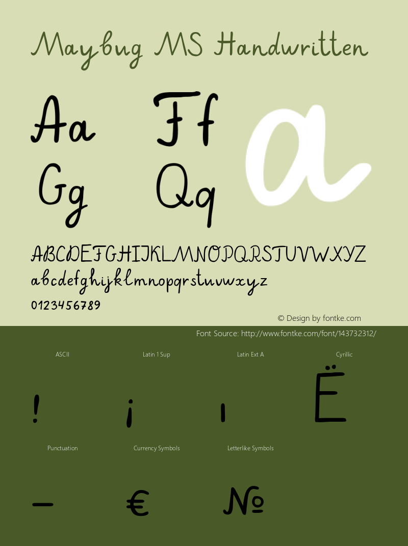 Maybug MS Handwritten 1.014 Font Sample