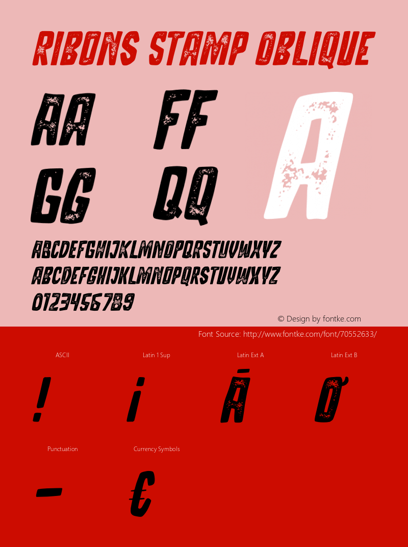 Ribons Stamp Oblique Version 1.00;April 28, 2020;FontCreator 11.5.0.2430 64-bit Font Sample