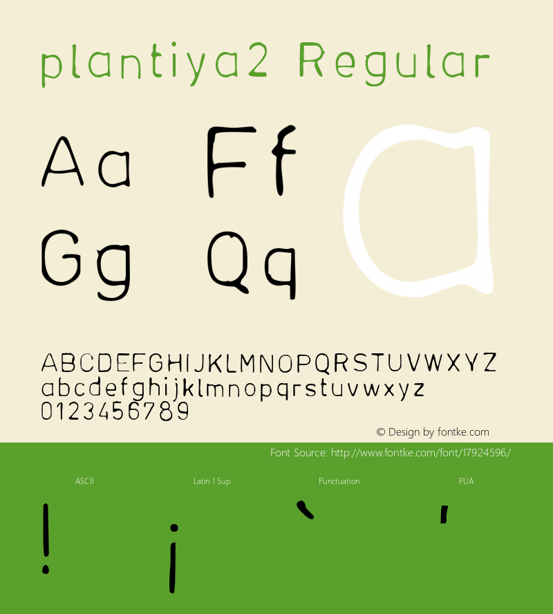 plantiya2 Regular 1999; 1.0, initial release Font Sample