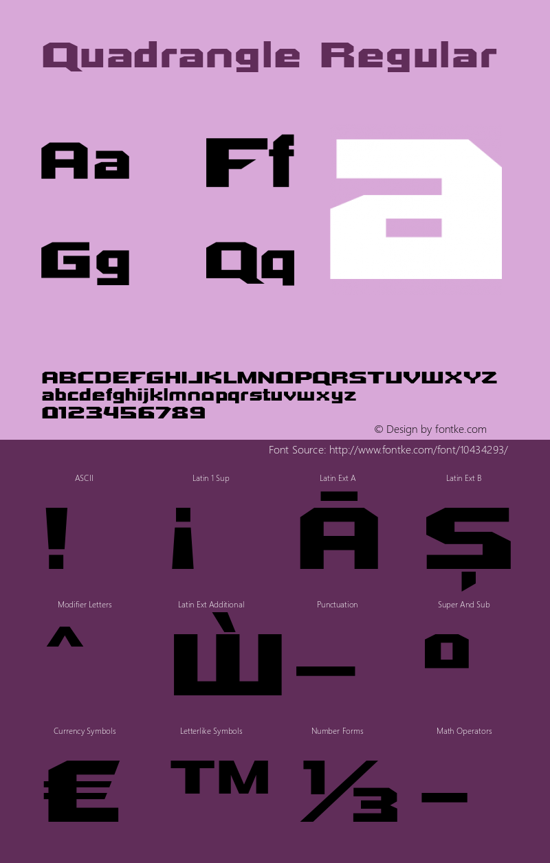 Quadrangle Regular Version 5.000 Font Sample