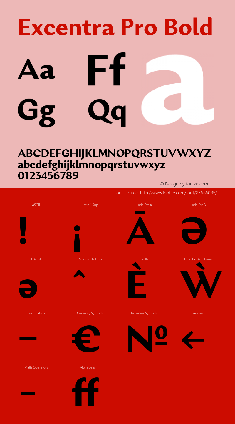 Excentra Pro Bold Version 001.000 Font Sample